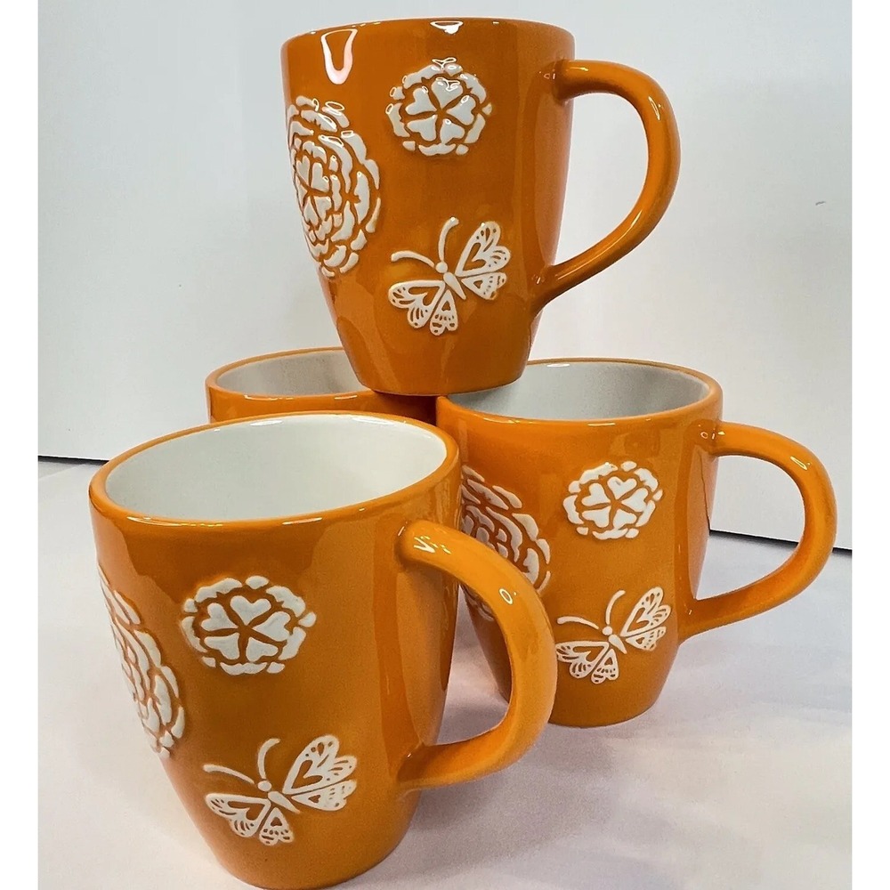 Destination Holiday Day Of The Dead Marigold Coffee Cup Mug Orange 16 oz Set 4